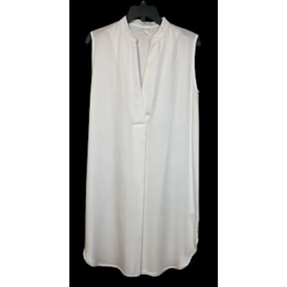 Prologue Women’s Sleeveless Shift Dress Round Hem Sz. S White High Collar